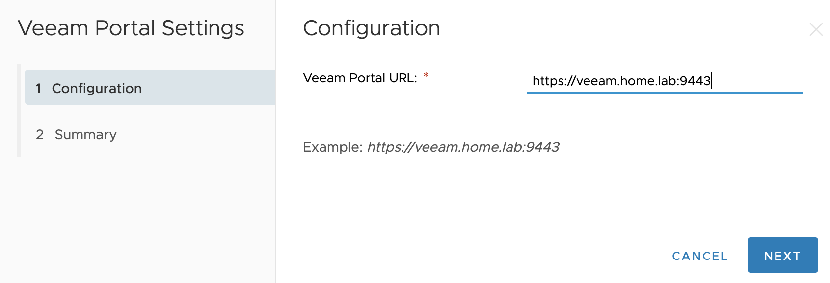 Veeam Portal Settings